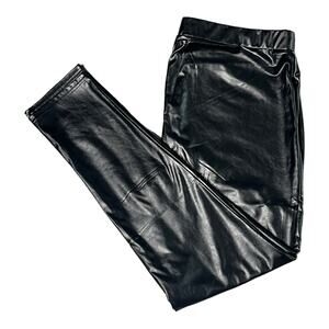 NEW Studio 1886 Faux LEATHER LEGGINGS XL US 16 Pant Black Soft Polyester Vinyl